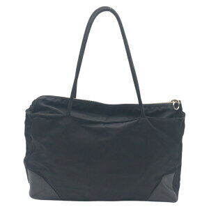 Prada Handbag Black Triangle Shoulder Logo Bag Tote Tessuto Nylon